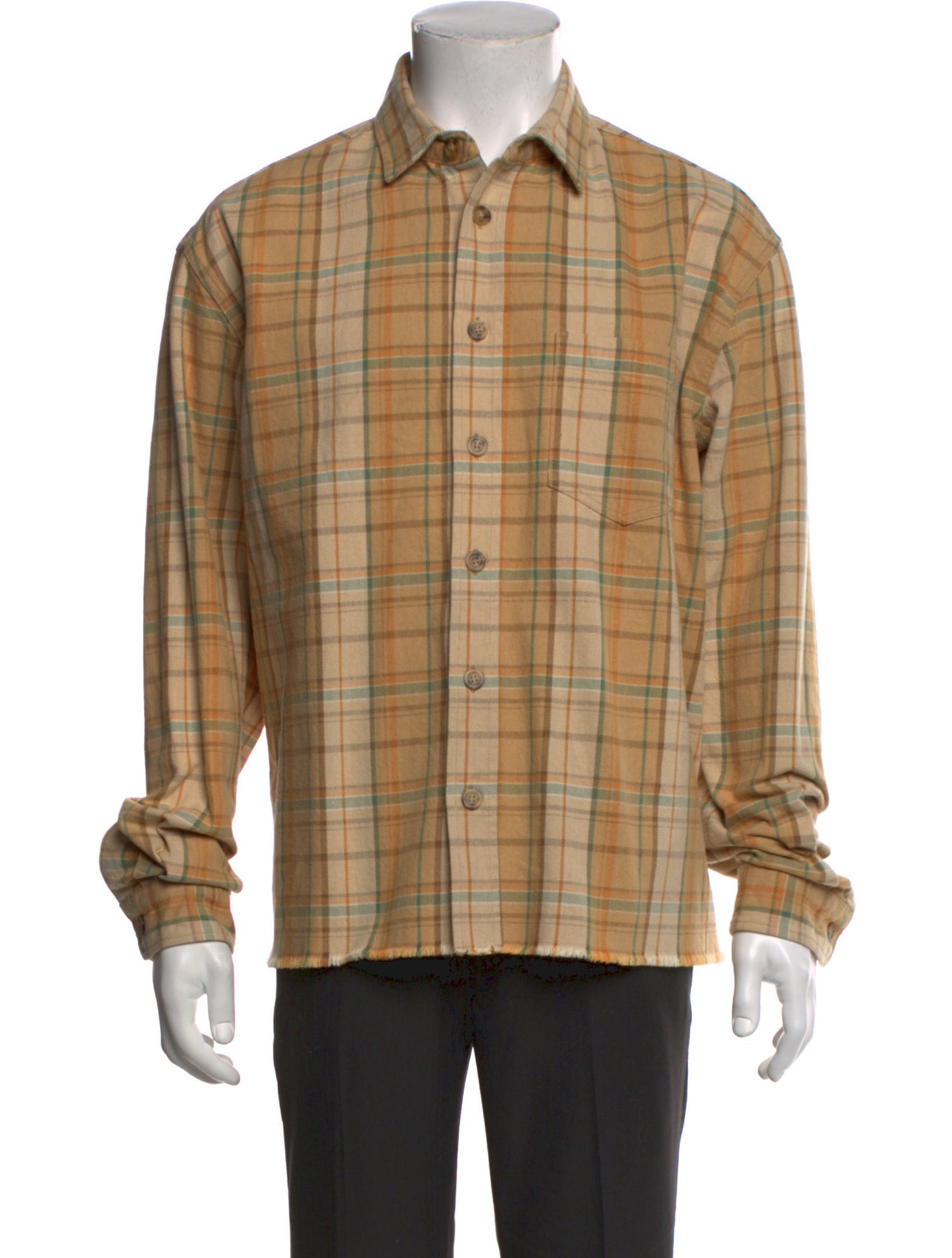 John Elliott Plaid Print Long Sleeve Shirt