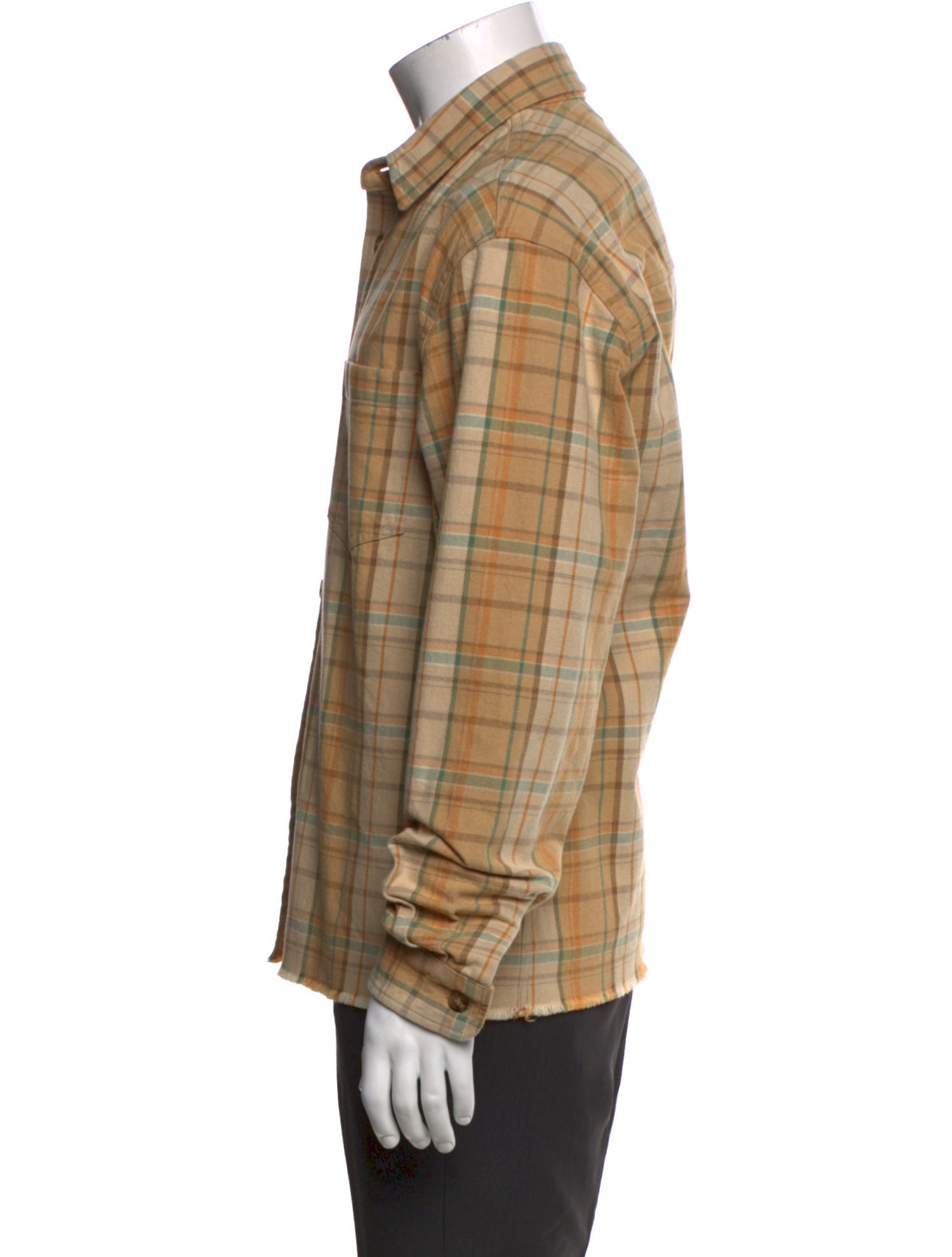 John Elliott Plaid Print Long Sleeve Shirt