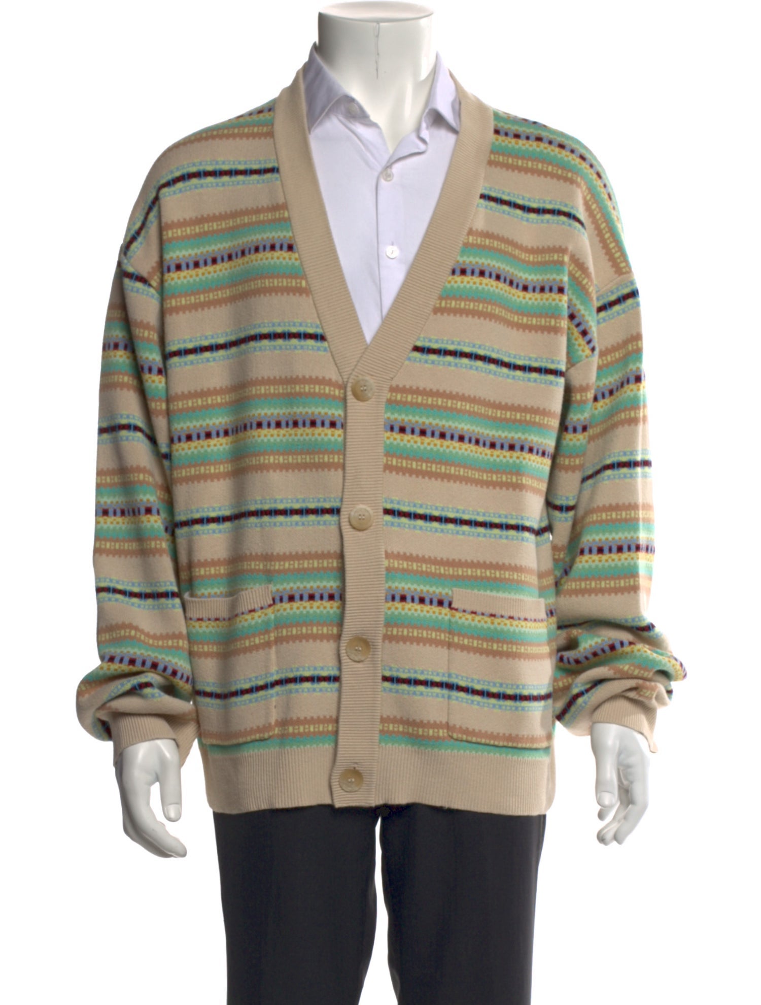 John Elliott Striped V-Neck Cardigan