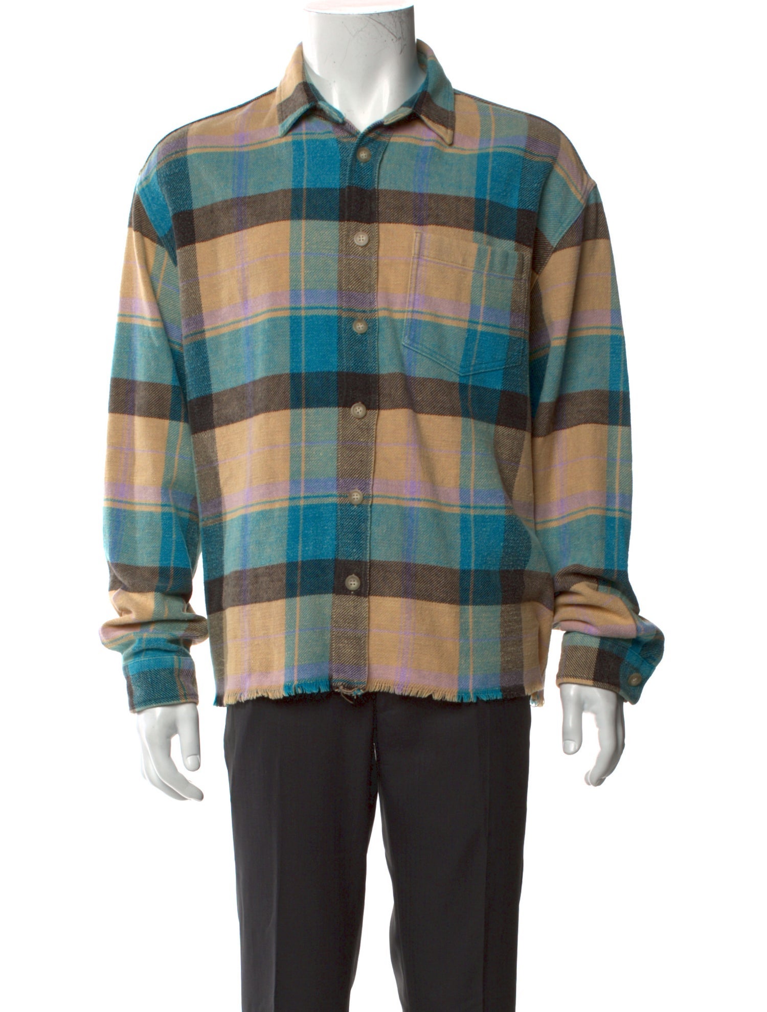 John Elliott Plaid Print Long Sleeve Shirt