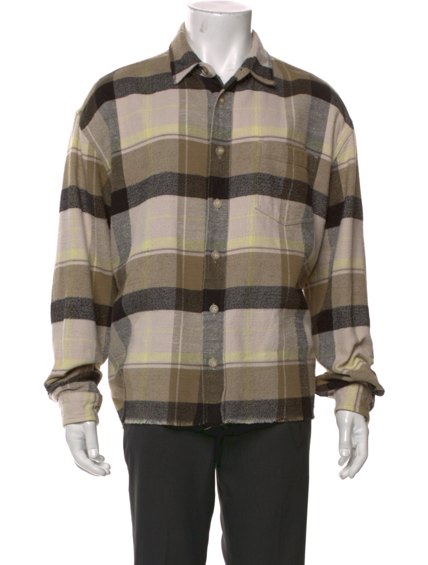 John Elliott Plaid Print Long Sleeve Shirt