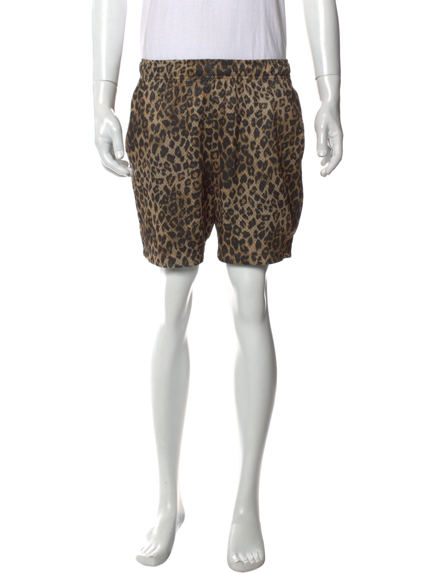 John Elliott Animal Print Flat Front Shorts