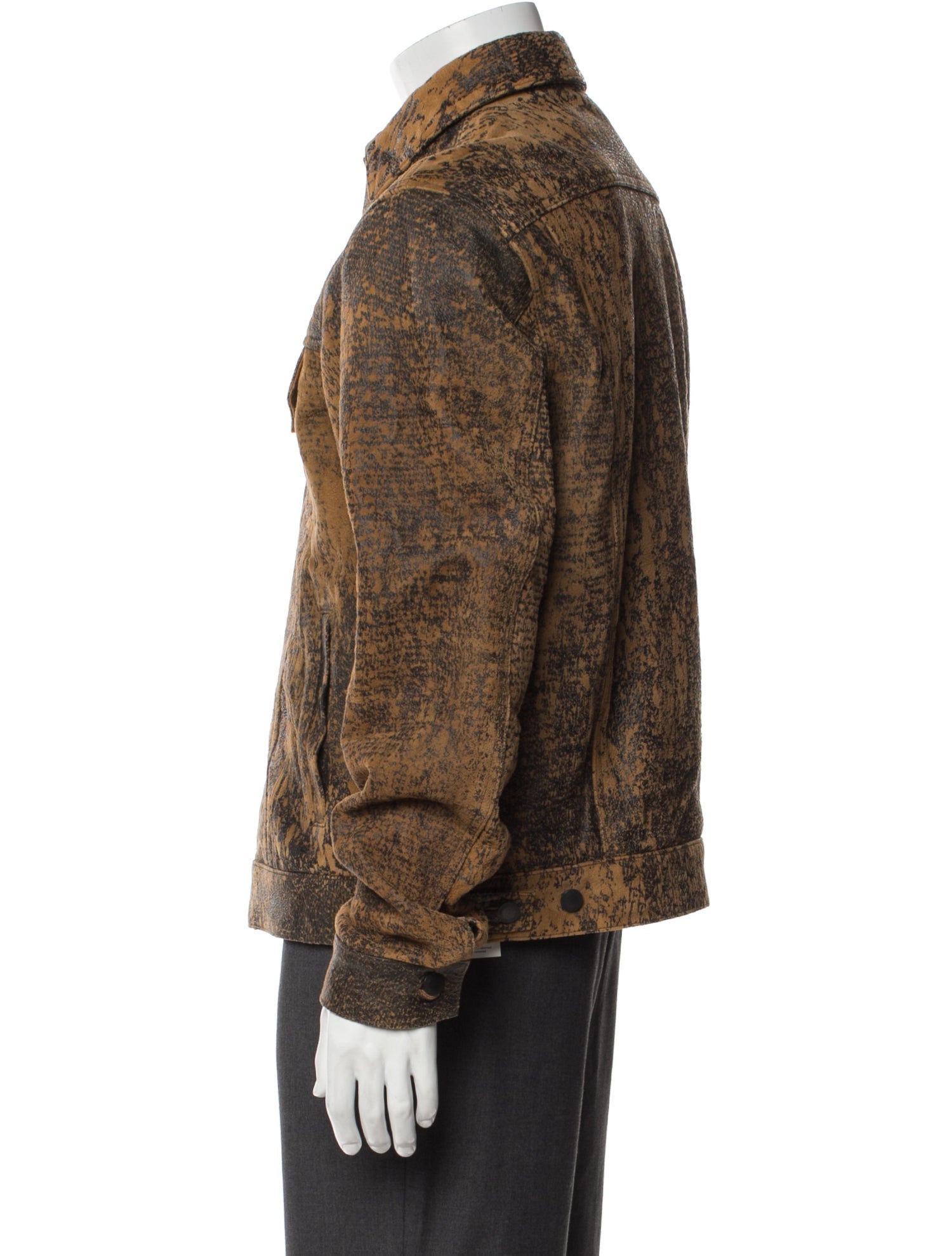 John Elliott Lamb Leather Animal Print Trucker Jacket w/ Tags