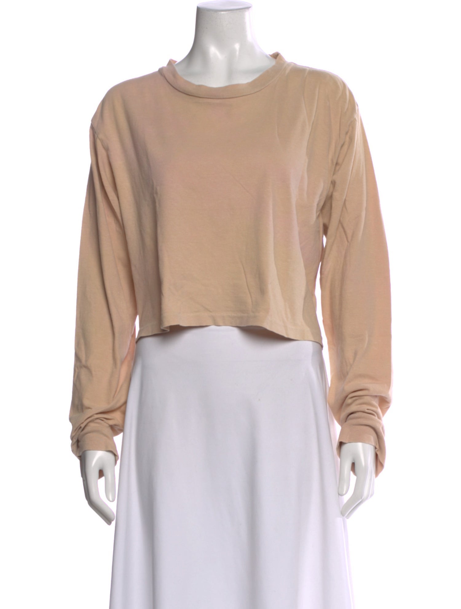 John Elliott Crew Neck Long Sleeve Crop Top