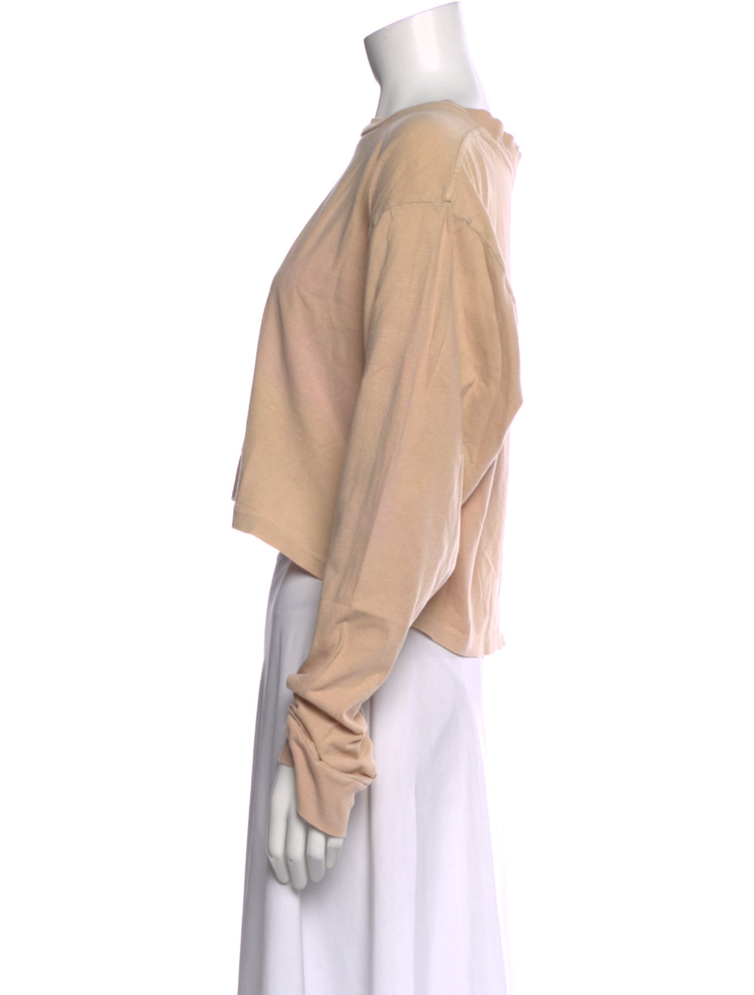 John Elliott Crew Neck Long Sleeve Crop Top