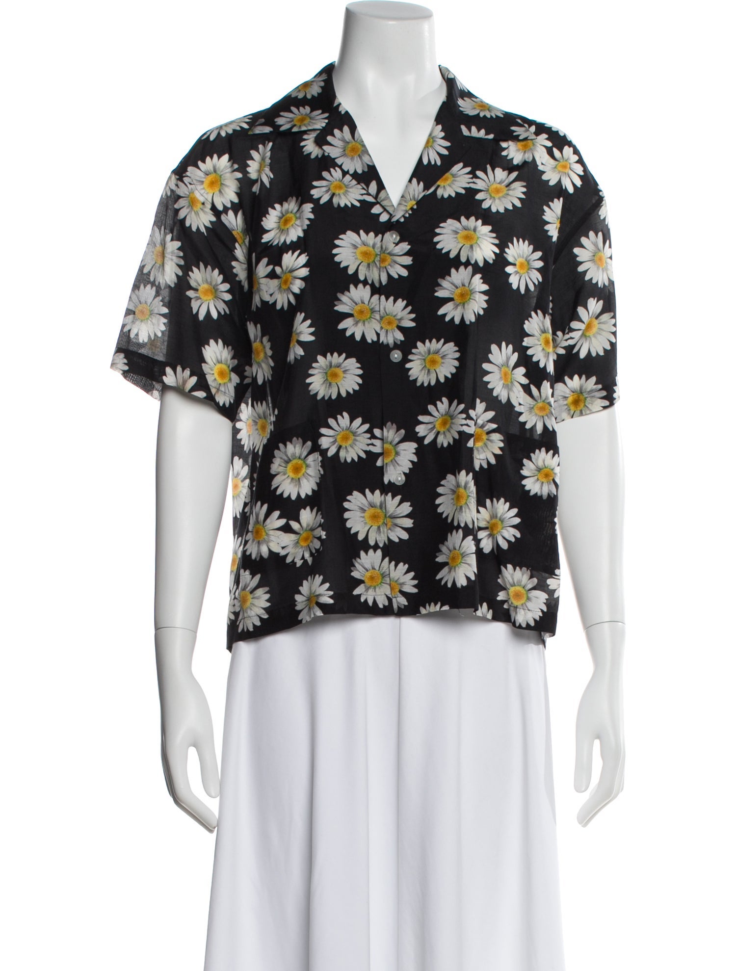 John Elliott Floral Print Short Sleeve Button-Up Top