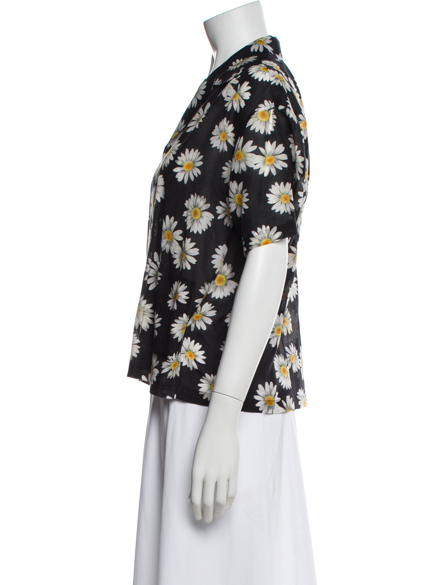 John Elliott Floral Print Short Sleeve Button-Up Top