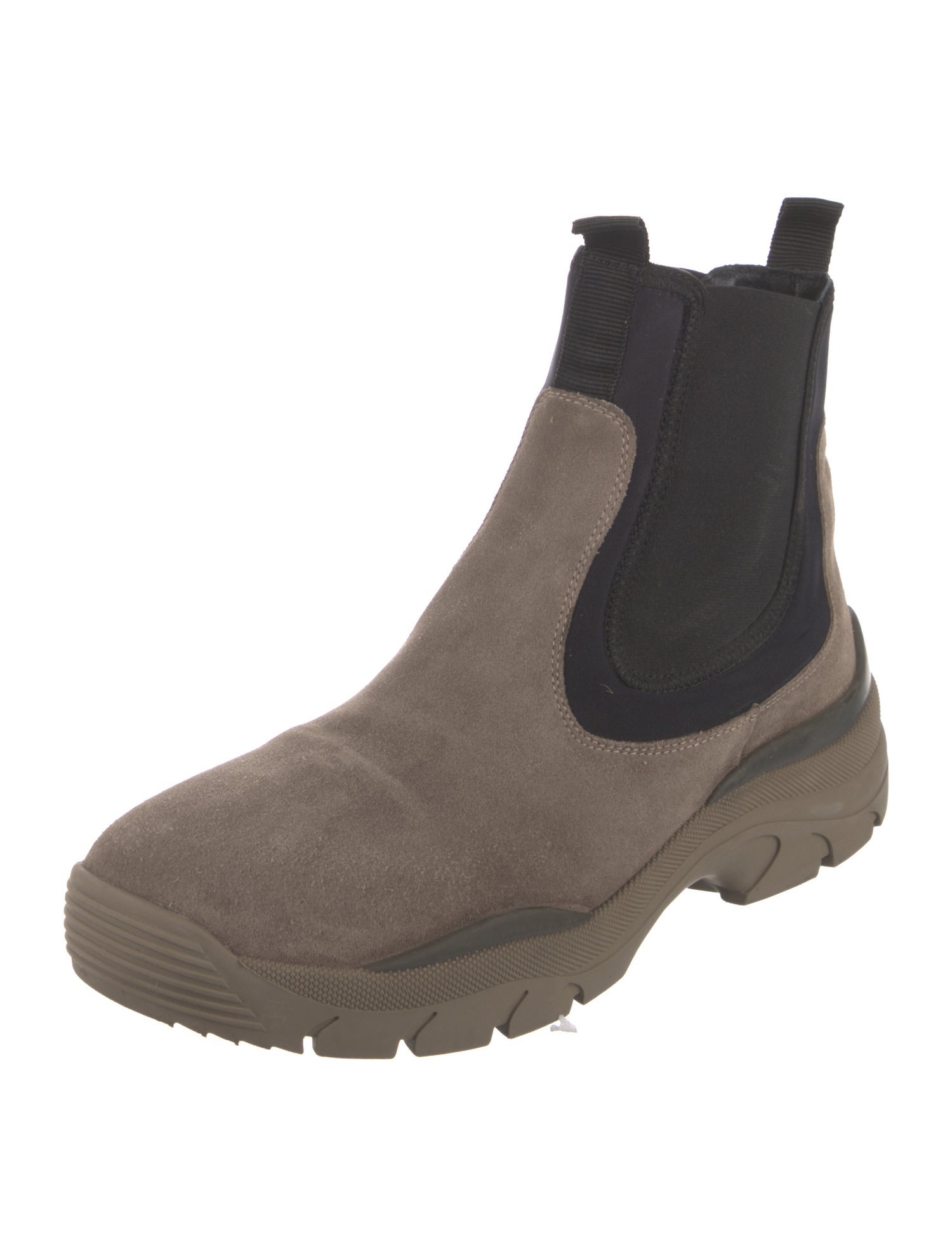 John Elliott Suede Colorblock Pattern Chelsea Boots