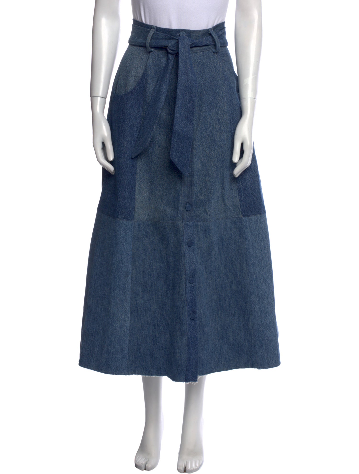 E.L.V. Denim Bow Accents Midi Length Skirt w/ Tags
