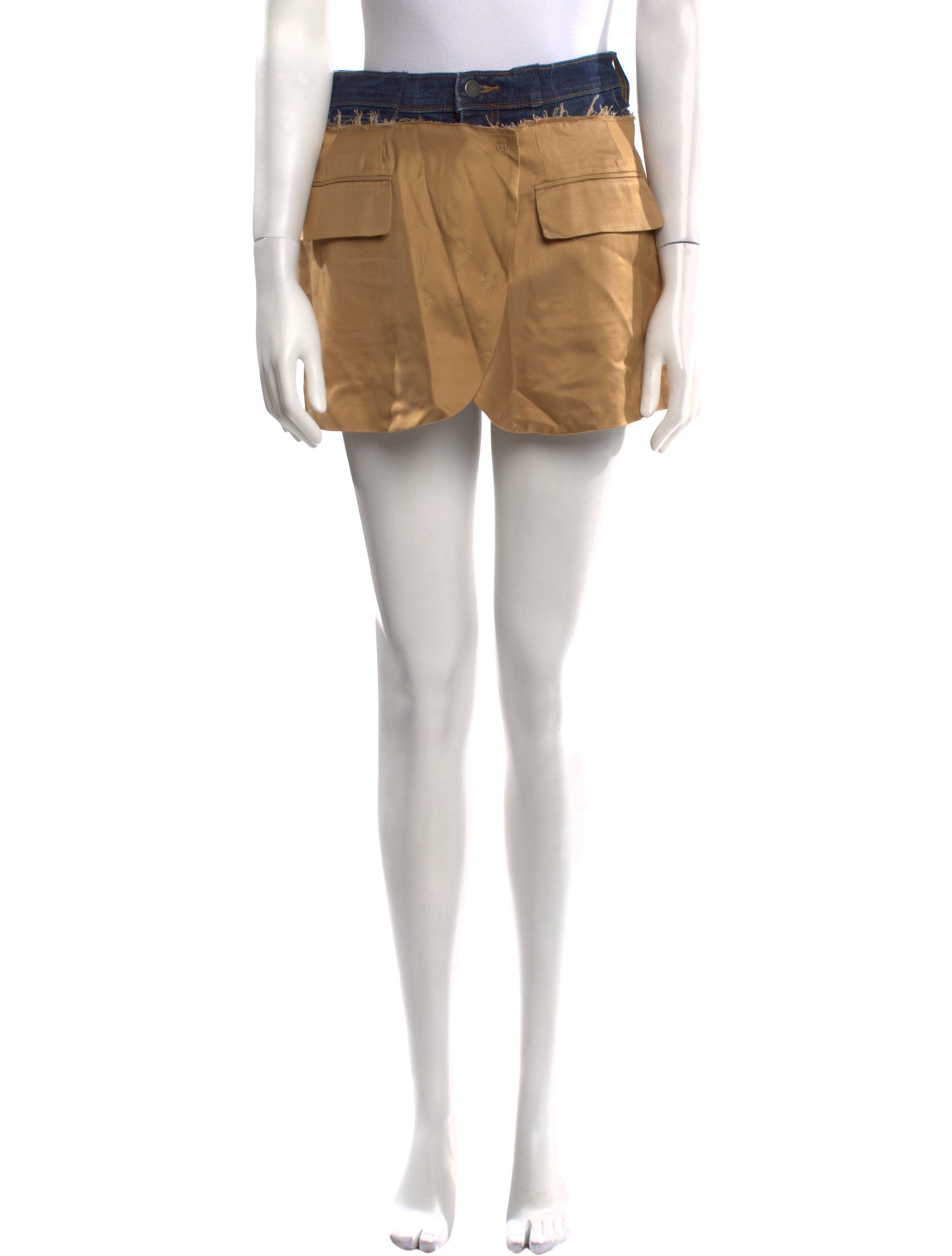 E.L.V. Denim Raw-Edge Trim Mini Skirt