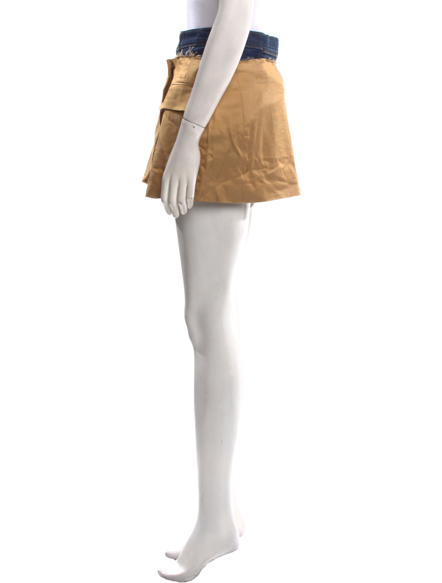 E.L.V. Denim Raw-Edge Trim Mini Skirt