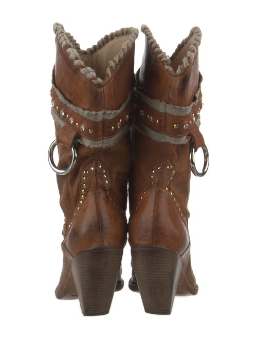 El Vaquero Leather Whipstitch Trim Lace-Up Boots