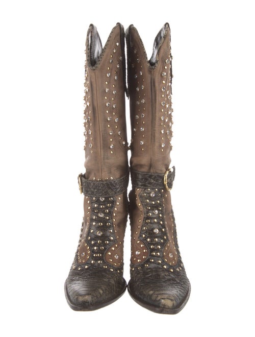 El Vaquero Leather Crystal Embellishments Western Boots