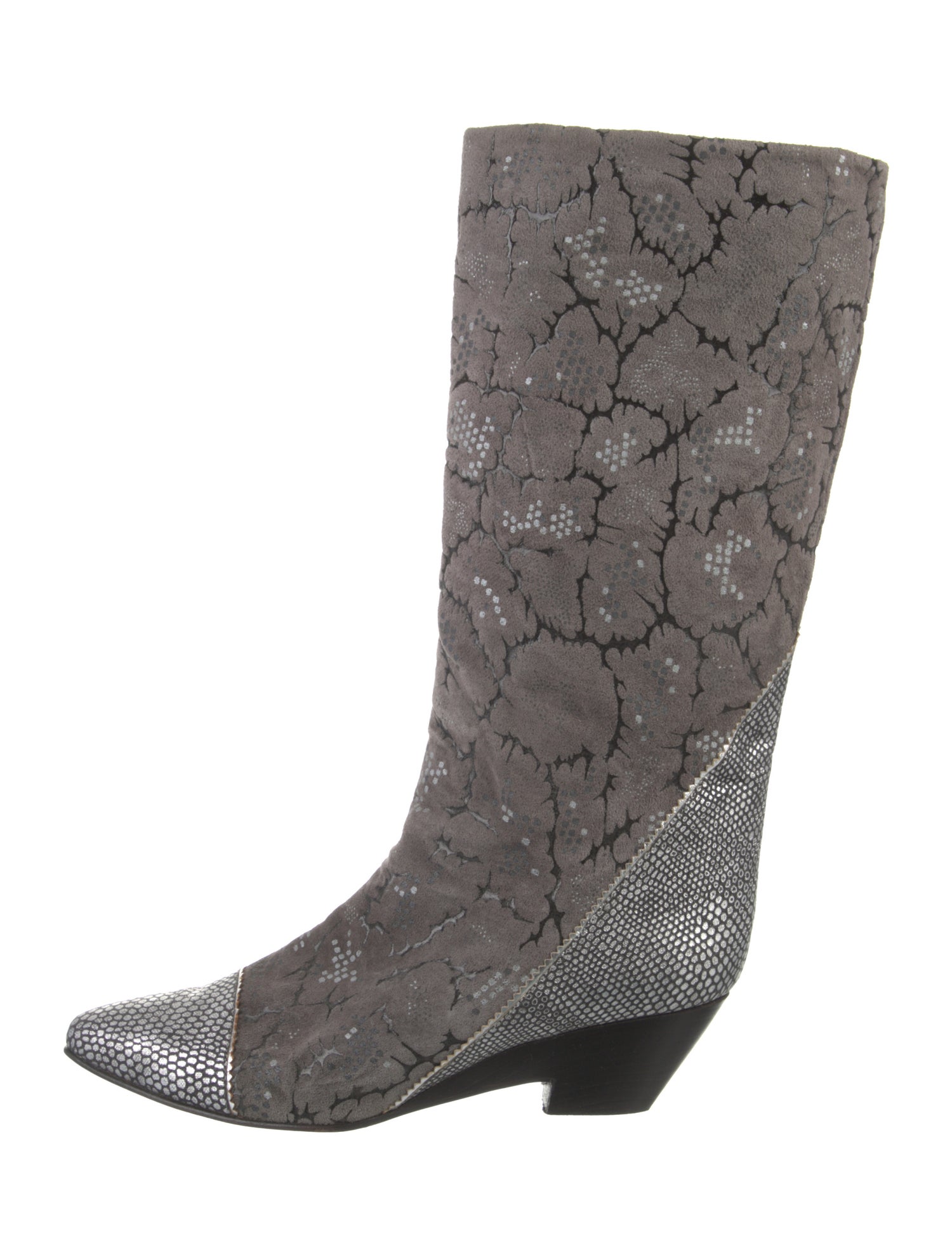 El Vaquero Suede Floral Print Western Boots