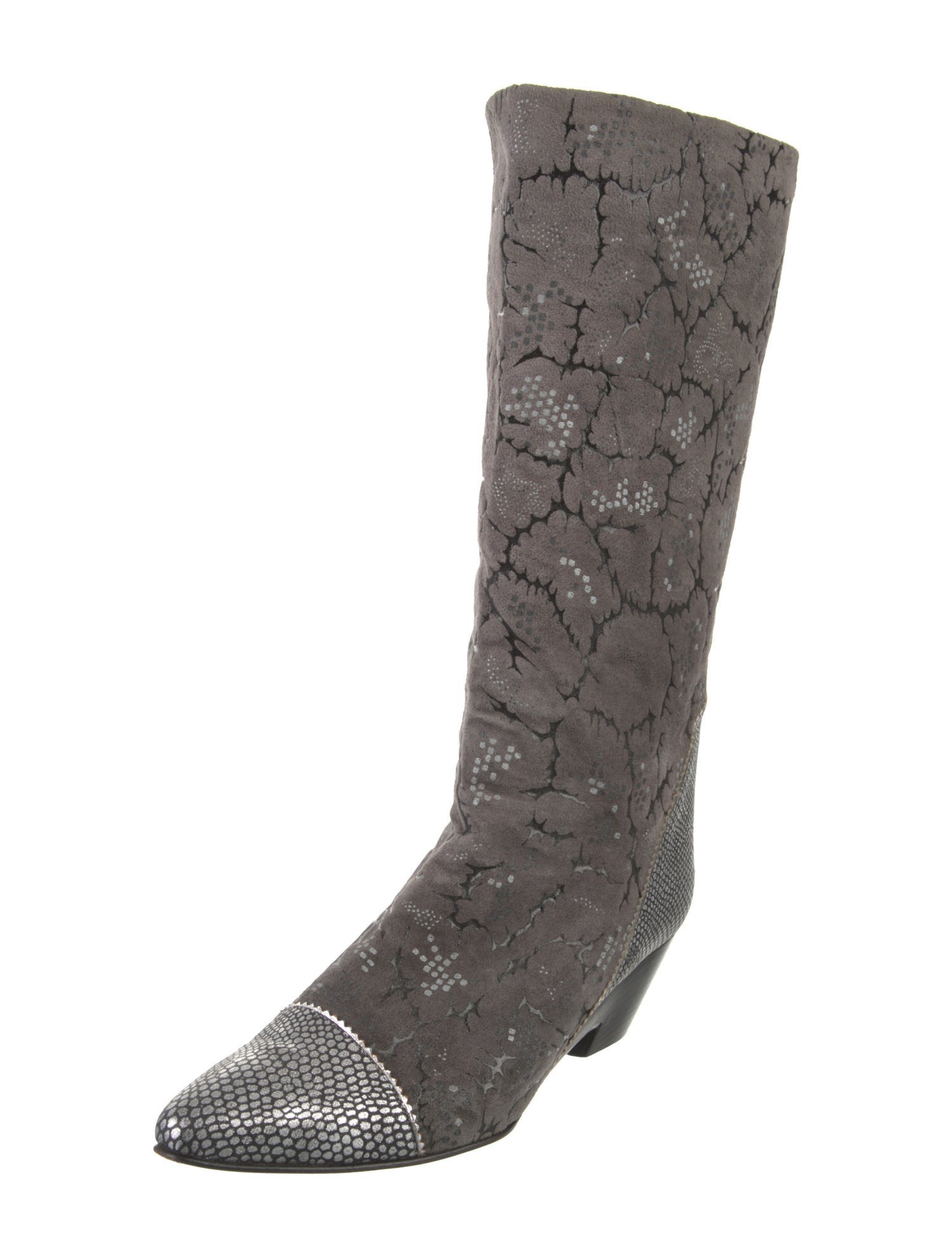 El Vaquero Suede Floral Print Western Boots