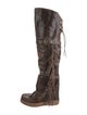 El Vaquero Leather Whipstitch Trim Lace-Up Boots