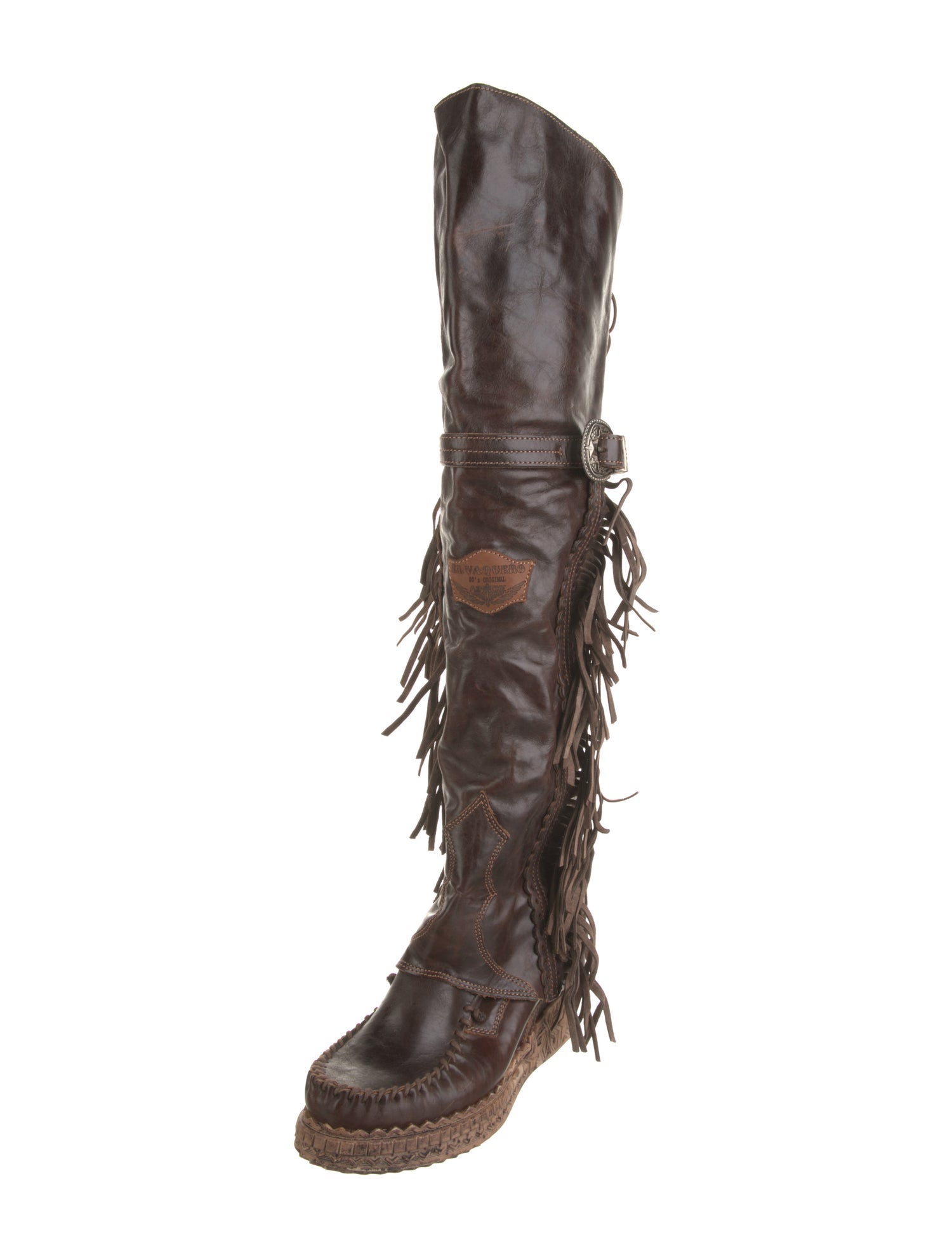 El Vaquero Leather Whipstitch Trim Lace-Up Boots