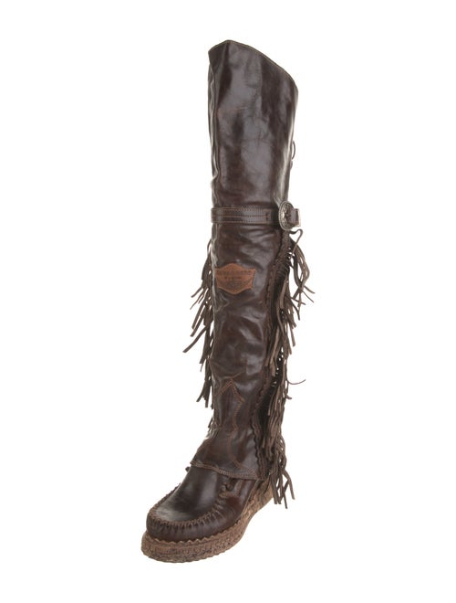 El Vaquero Leather Whipstitch Trim Lace-Up Boots