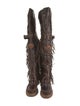 El Vaquero Leather Whipstitch Trim Lace-Up Boots