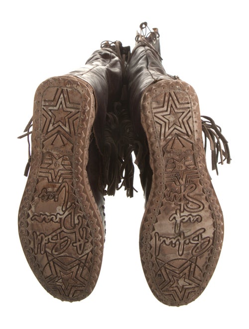 El Vaquero Leather Whipstitch Trim Lace-Up Boots