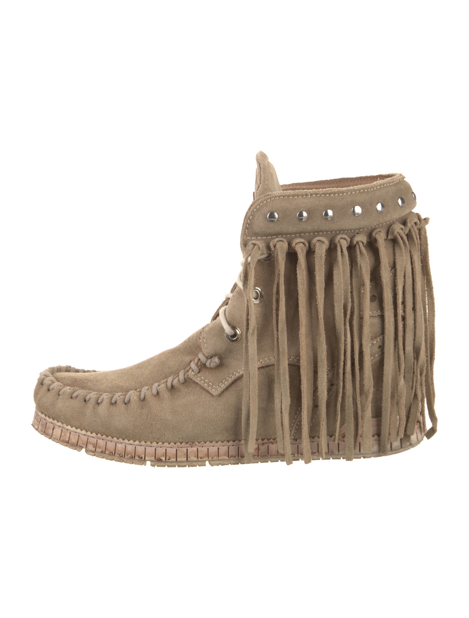 El Vaquero Suede Studded Accents Lace-Up Boots