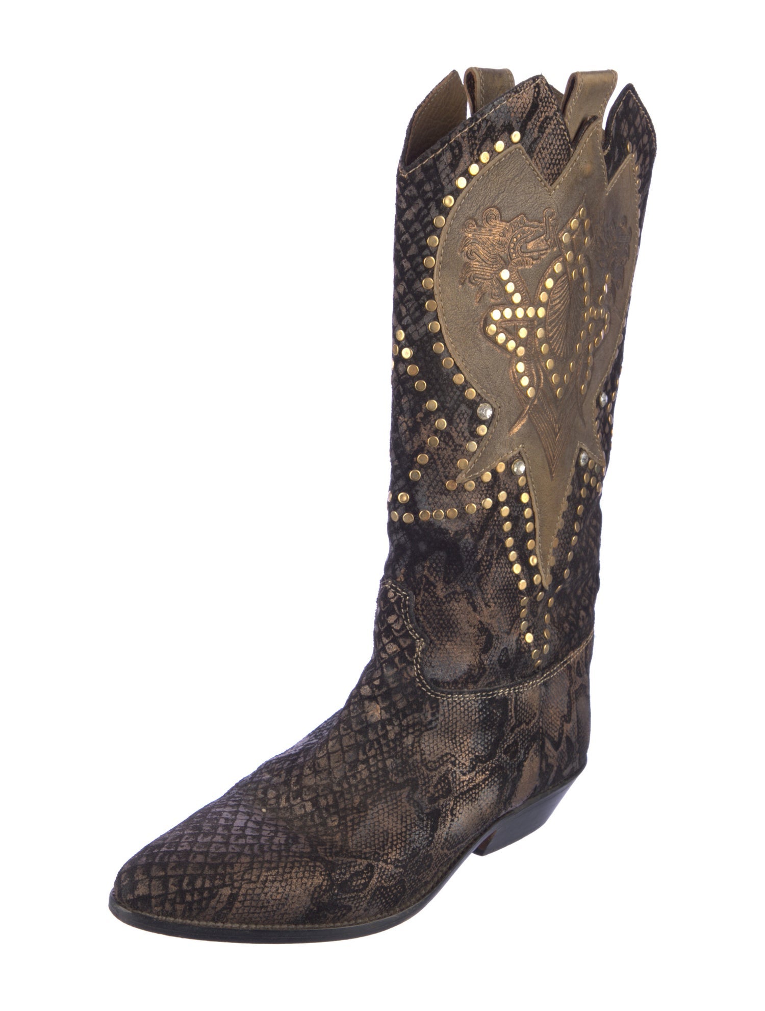 El Vaquero Leather Animal Print Western Boots