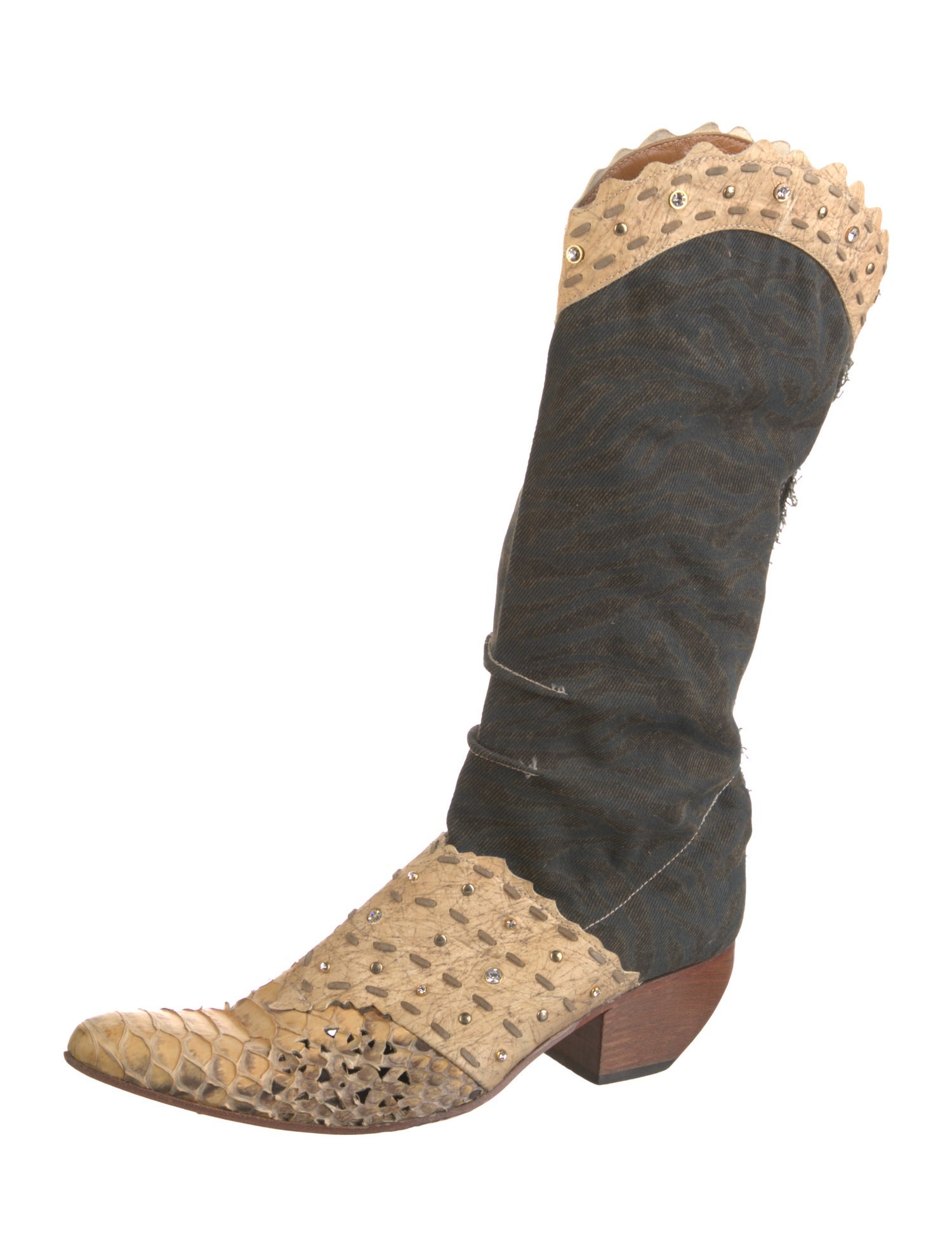 El Vaquero Python Colorblock Pattern Western Boots