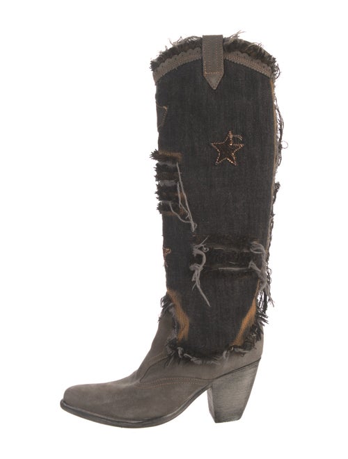 El Vaquero Suede Distressed Accents Riding Boots