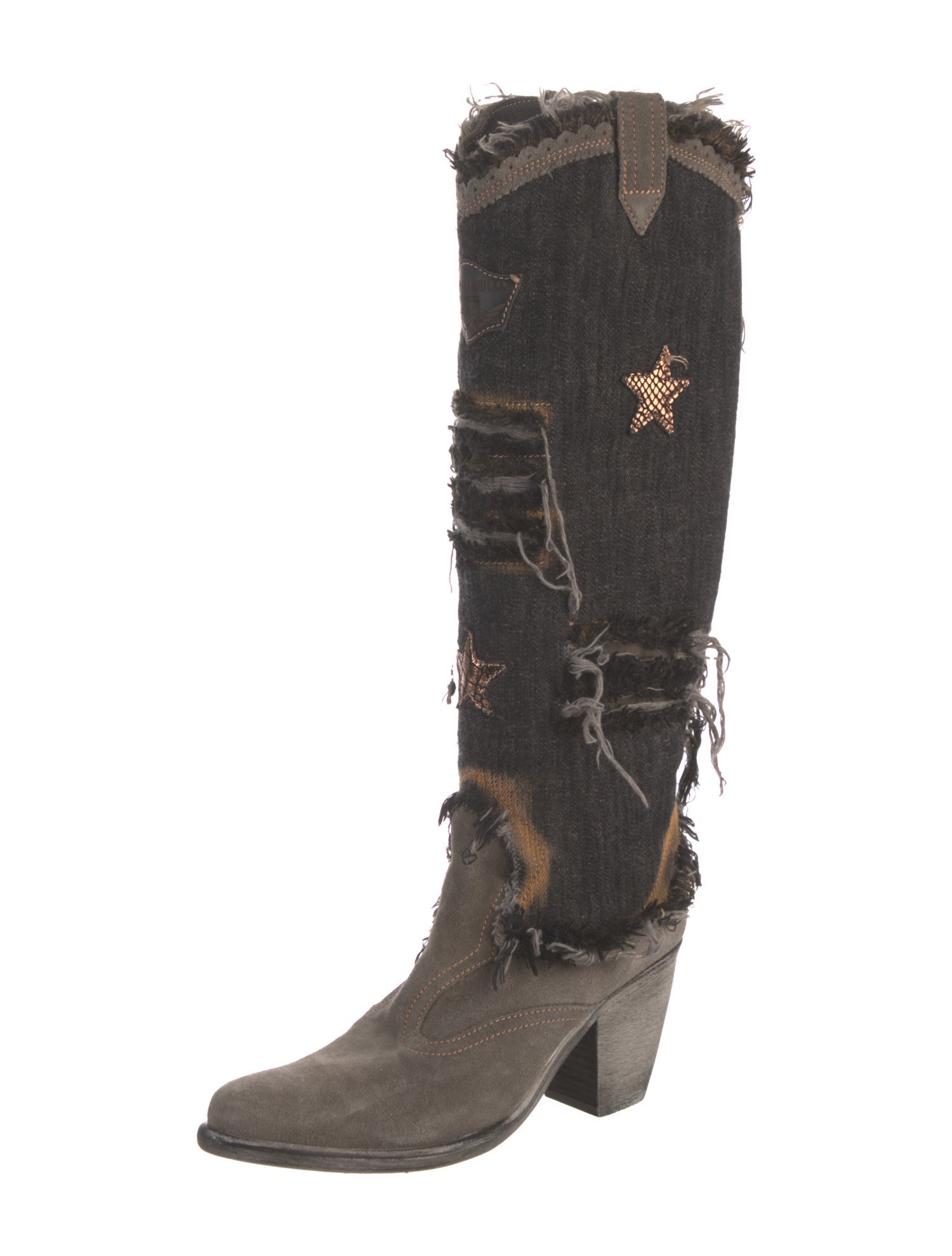 El Vaquero Suede Distressed Accents Riding Boots