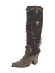 El Vaquero Suede Distressed Accents Riding Boots