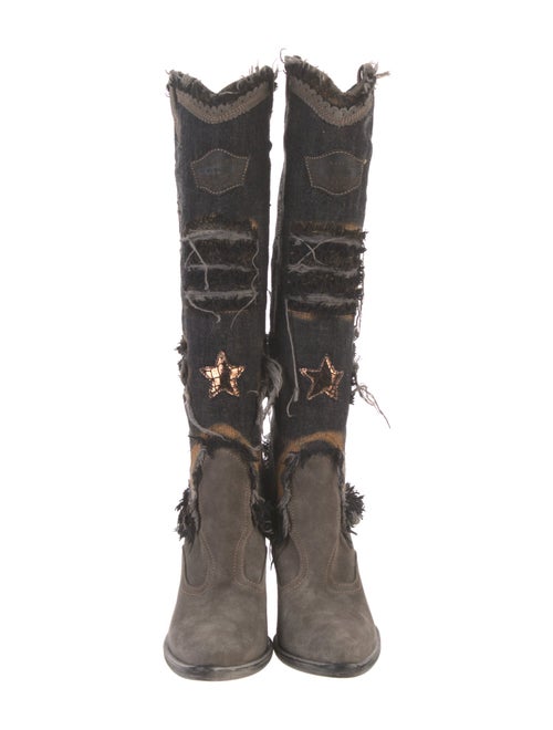 El Vaquero Suede Distressed Accents Riding Boots