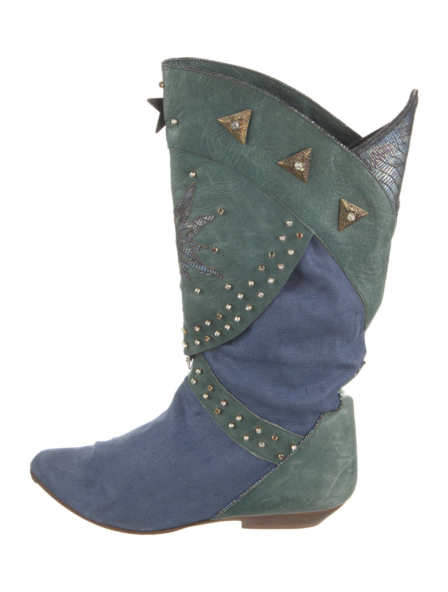 El Vaquero Leather Colorblock Pattern Rain Boots