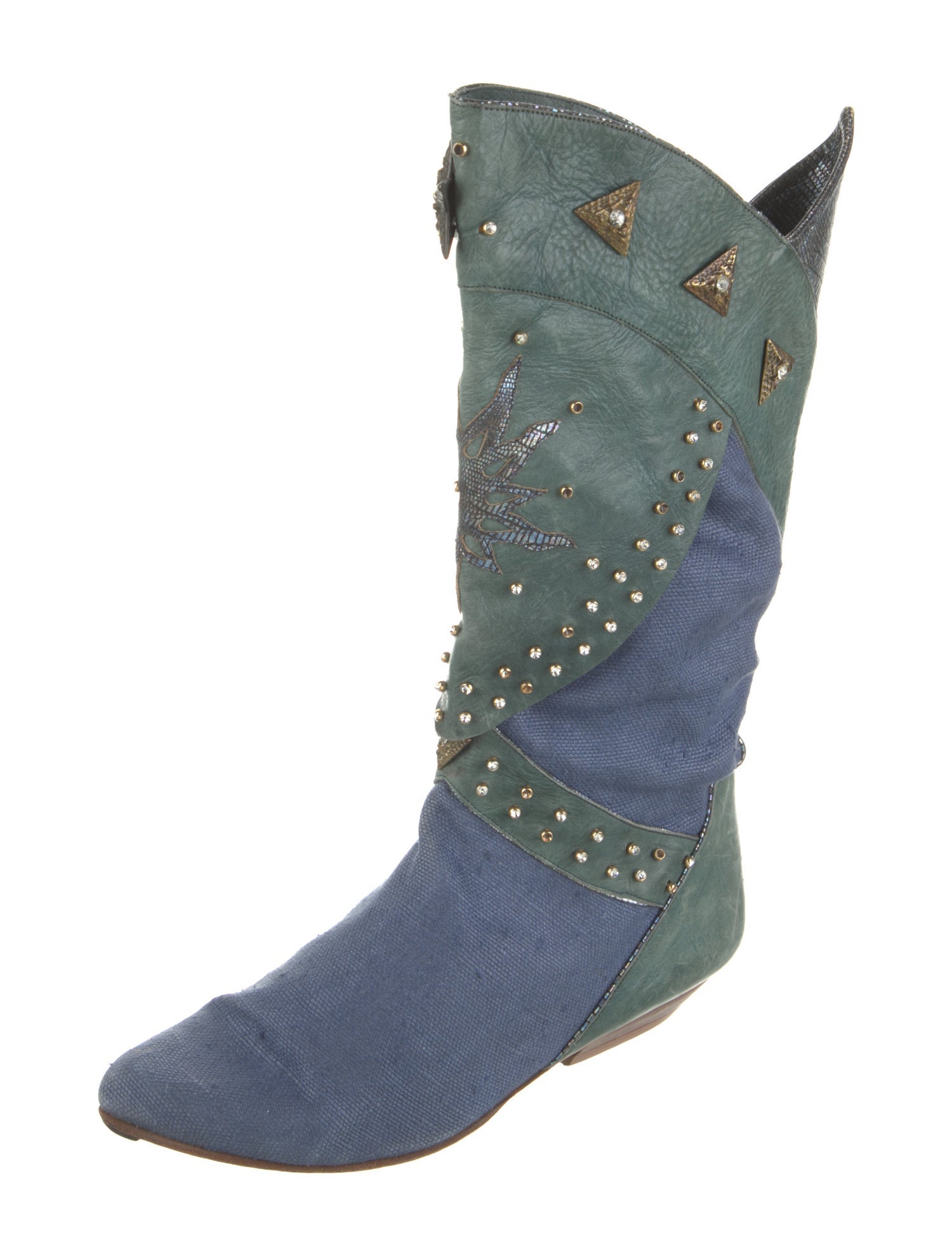 El Vaquero Leather Colorblock Pattern Rain Boots