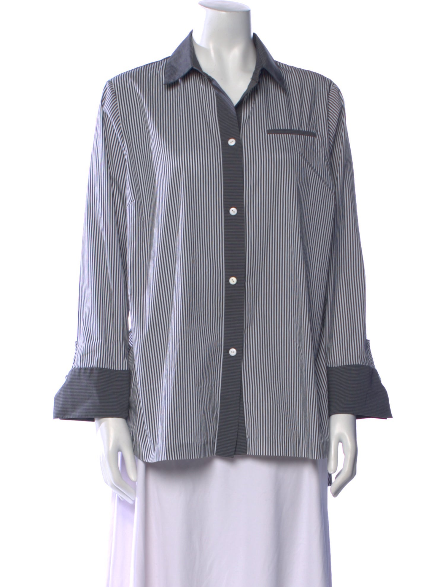 EMMELLE Striped Long Sleeve Button-Up Top
