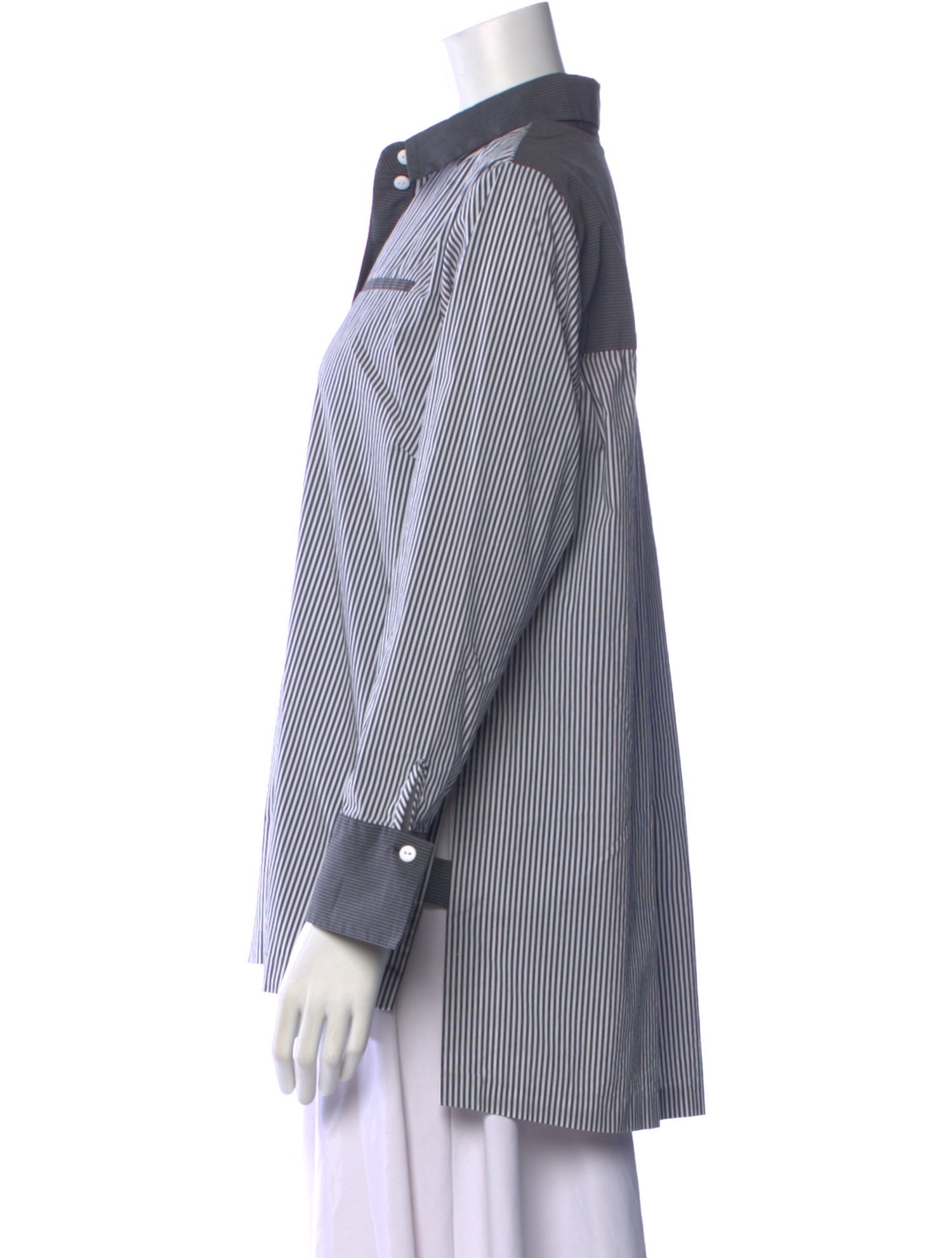 EMMELLE Striped Long Sleeve Button-Up Top