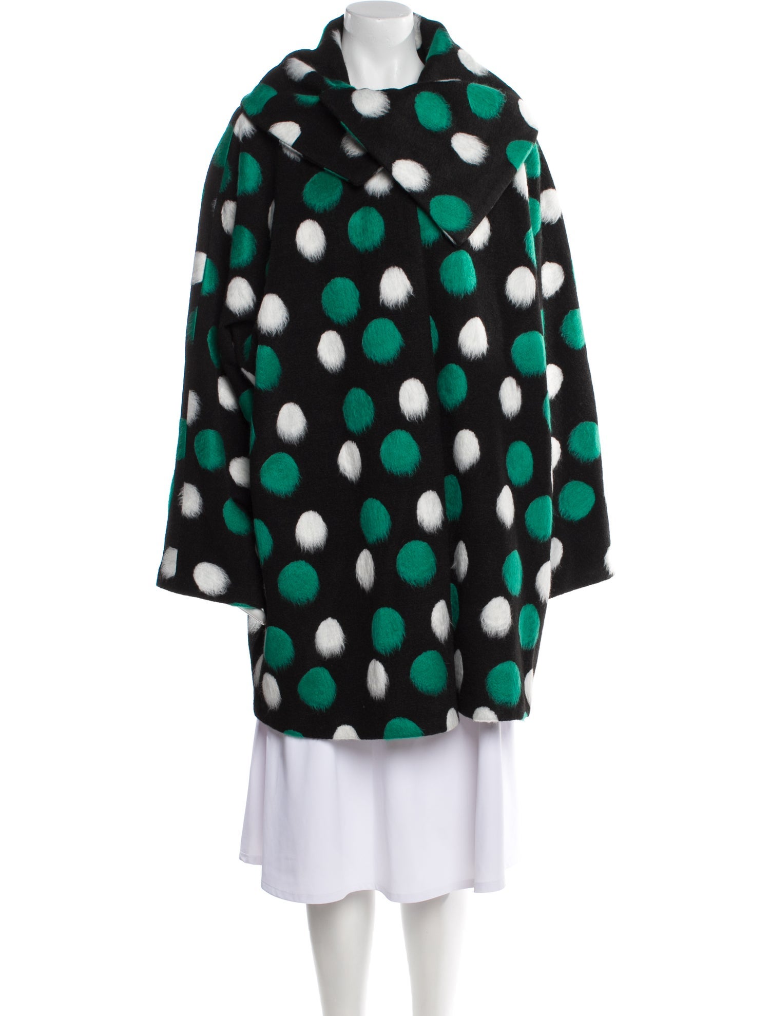 EMMELLE Wool Polka Dot Print Coat w/ Tags