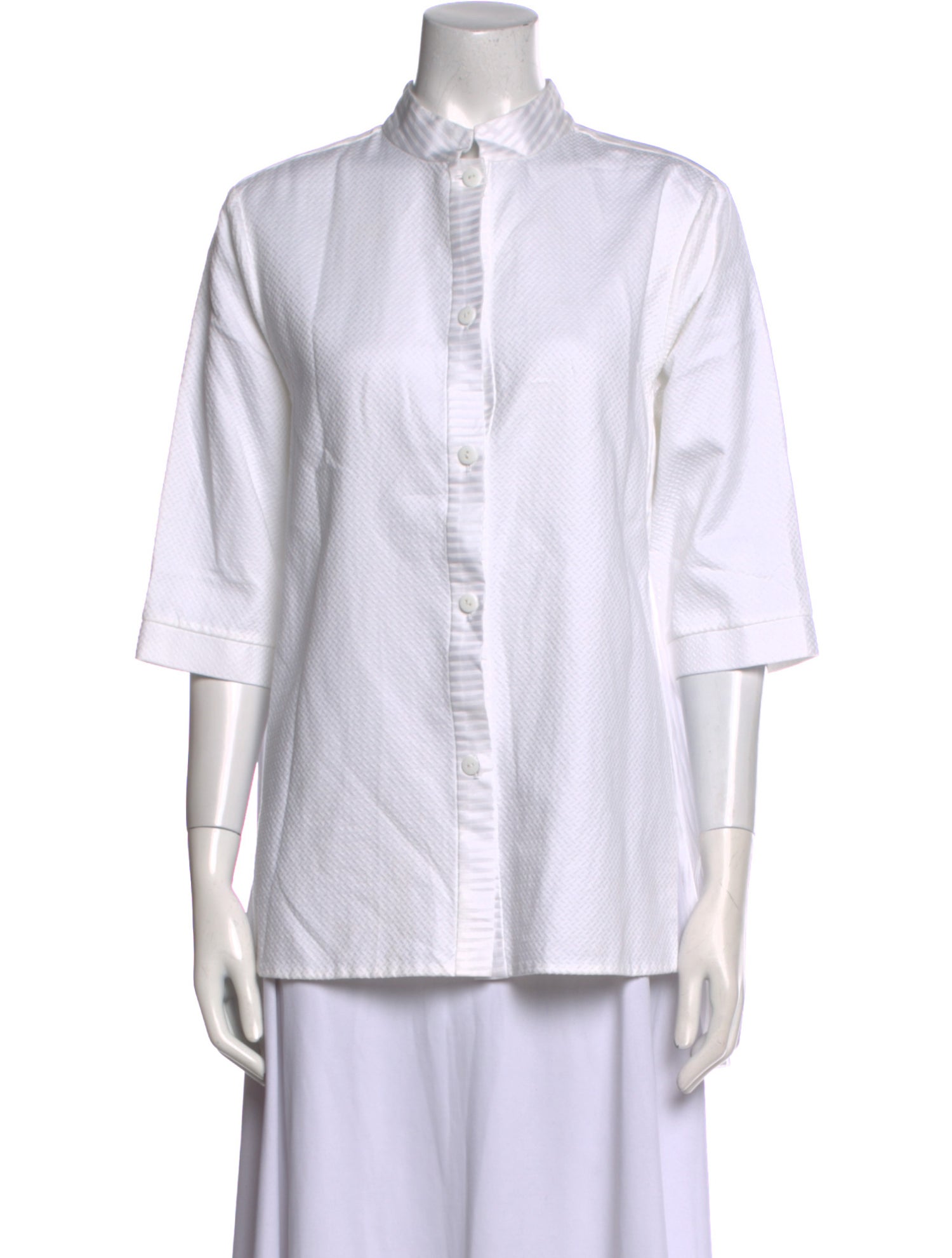 EMMELLE Three-Quarter Sleeve Button-Up Top