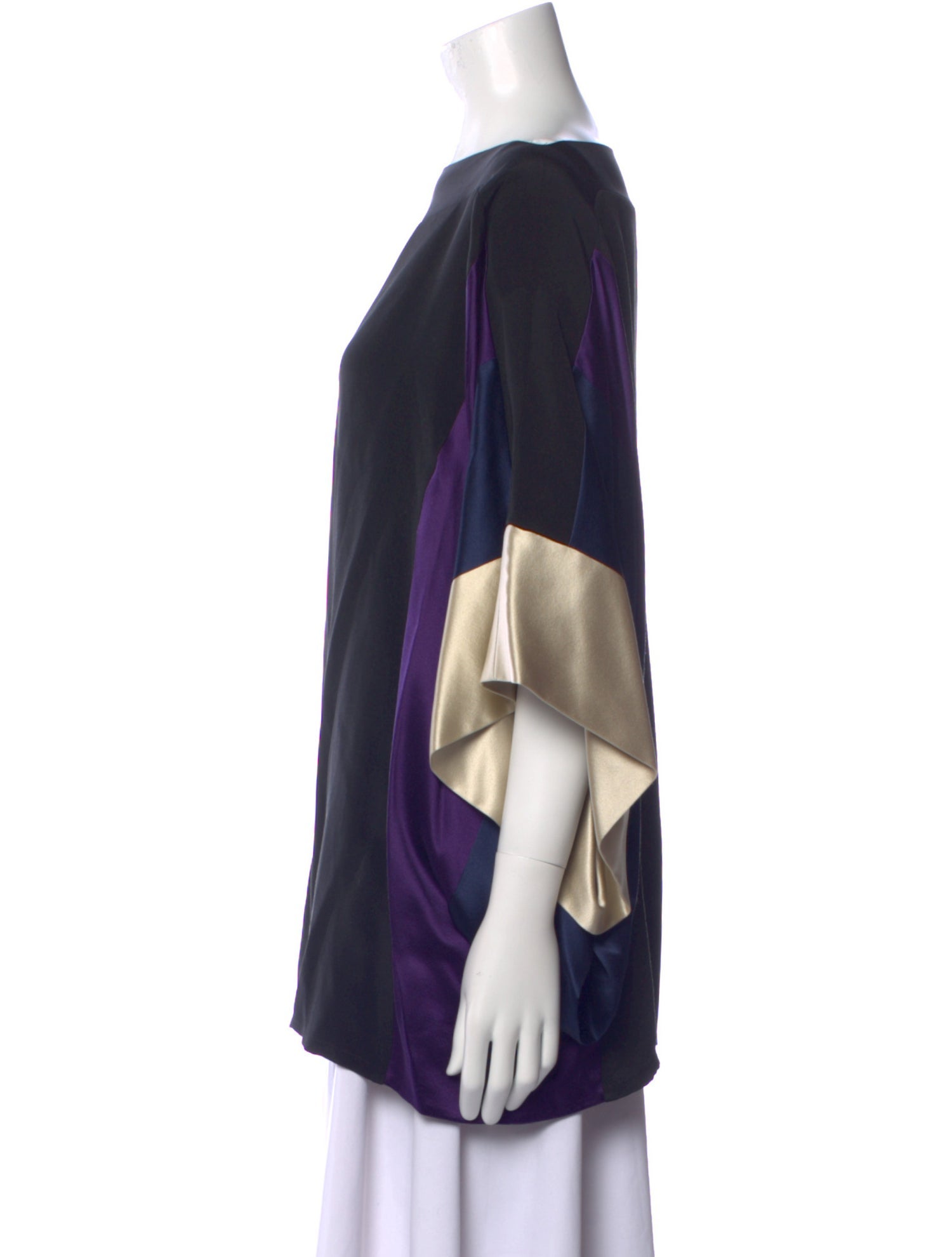 EMMELLE Silk Colorblock Pattern Tunic