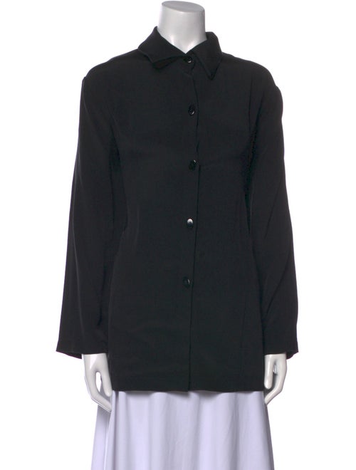 EMMELLE Silk Long Sleeve Button-Up Top