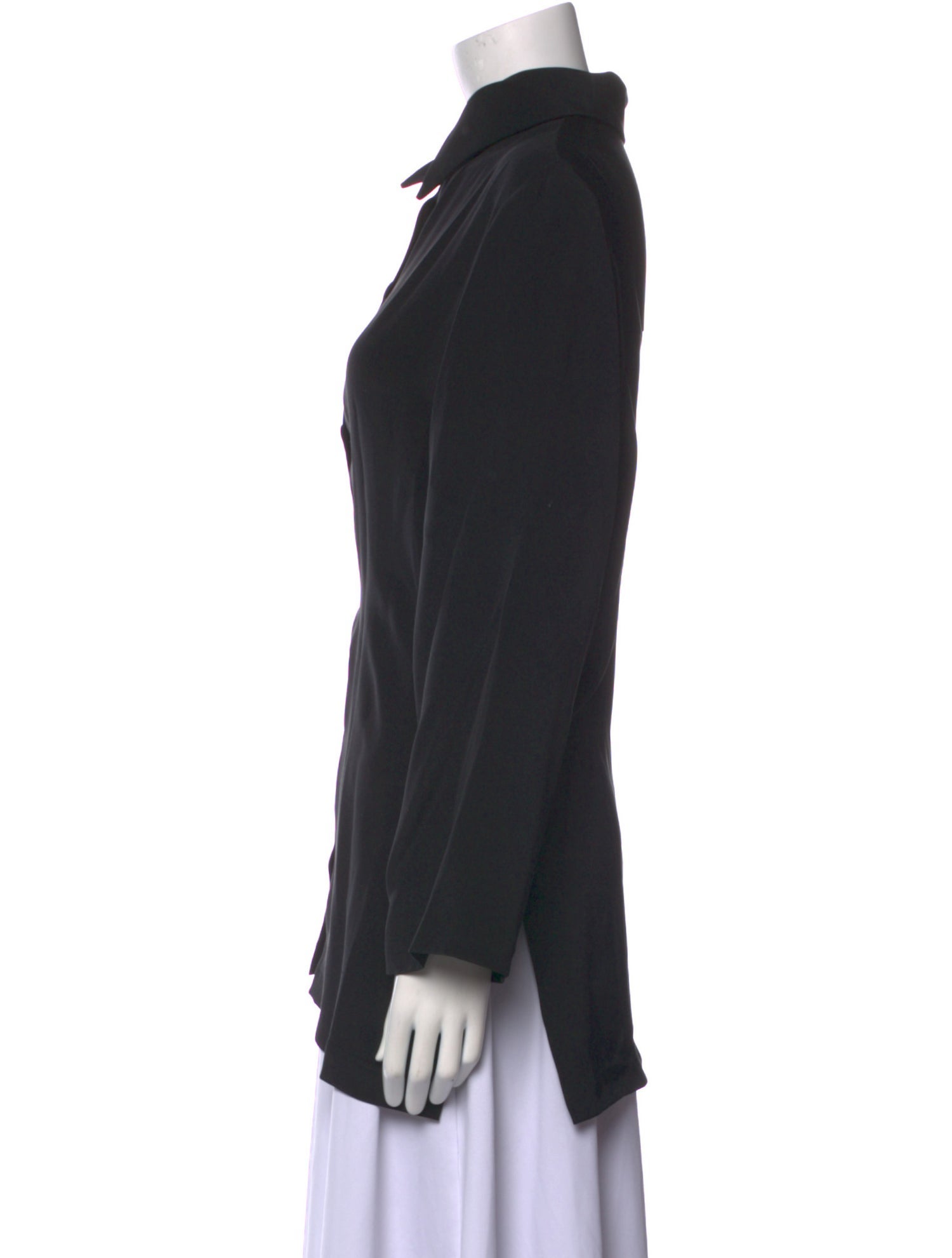 EMMELLE Silk Long Sleeve Button-Up Top