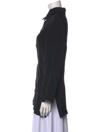 EMMELLE Silk Long Sleeve Button-Up Top