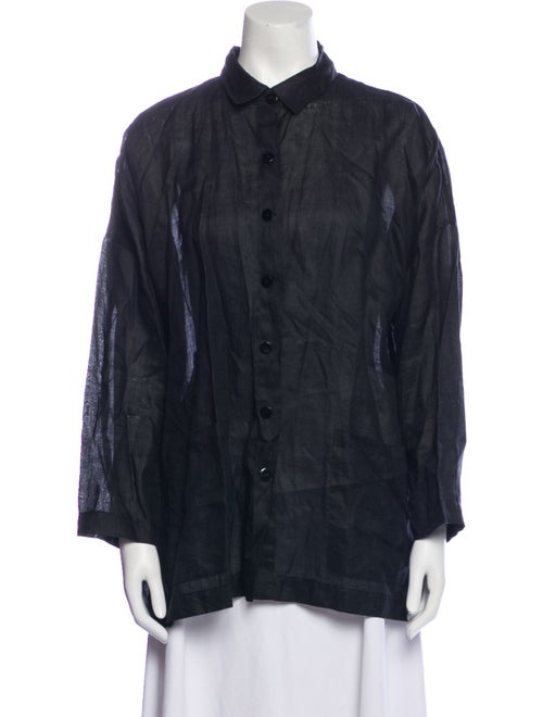 EMMELLE Linen Long Sleeve Button-Up Top