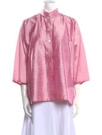 EMMELLE Silk Mock Neck Blouse