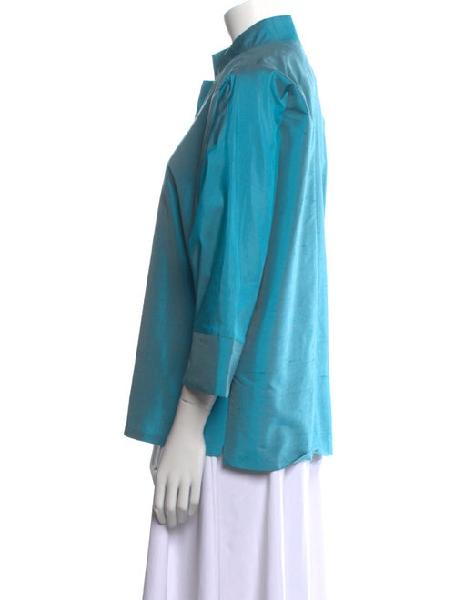 EMMELLE Silk Mock Neck Button-Up Top