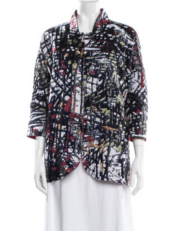 Pre-owned Emmelle Silk Printed Jacket In Blue