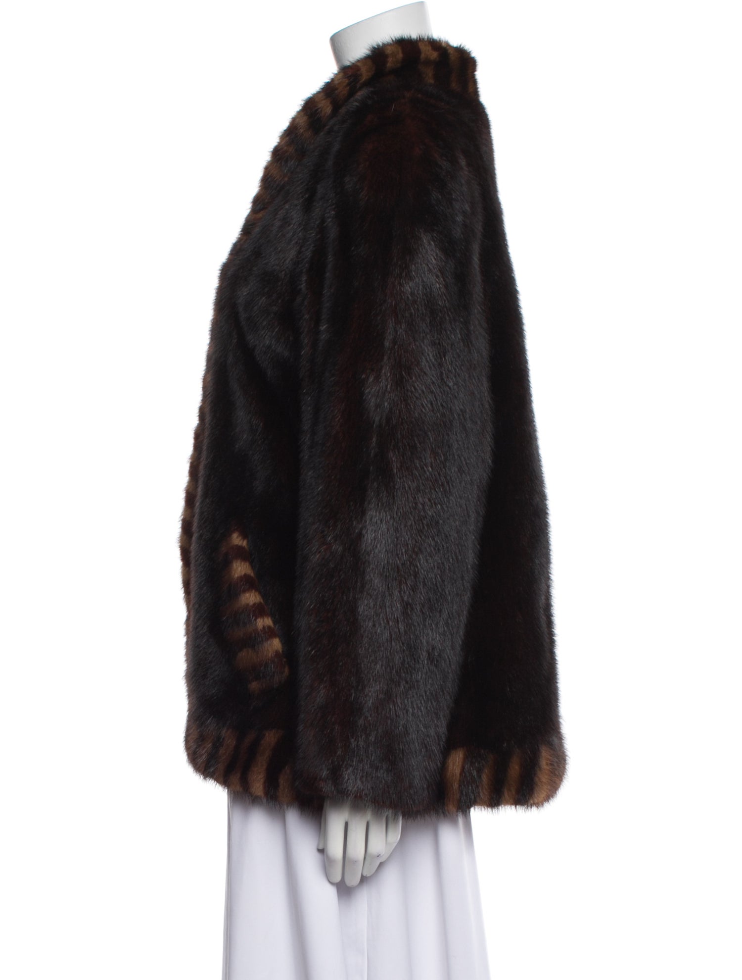 Emilio Gucci Mink Animal Print Faux Fur Jacket