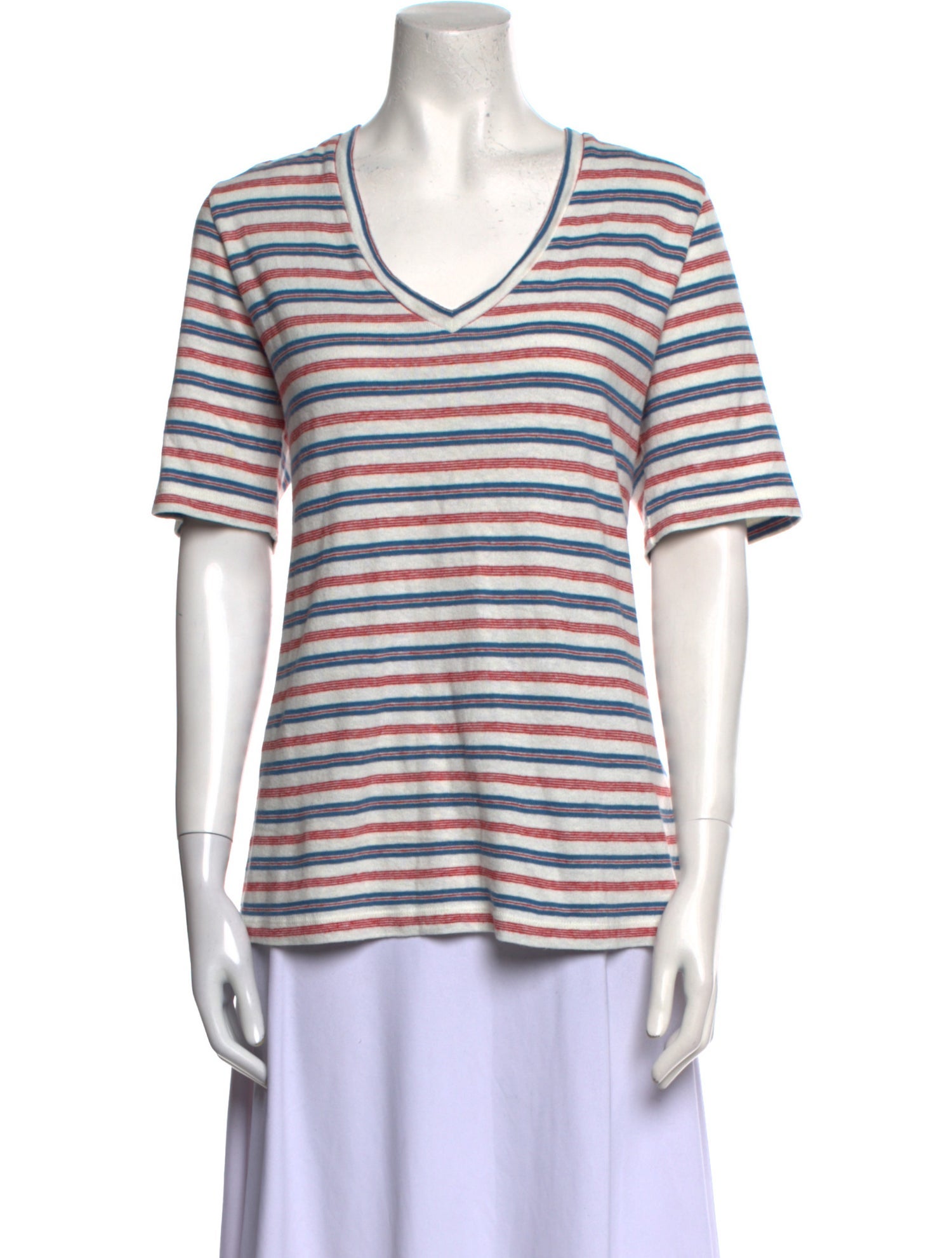 Emerson Fry Striped V-Neck T-Shirt