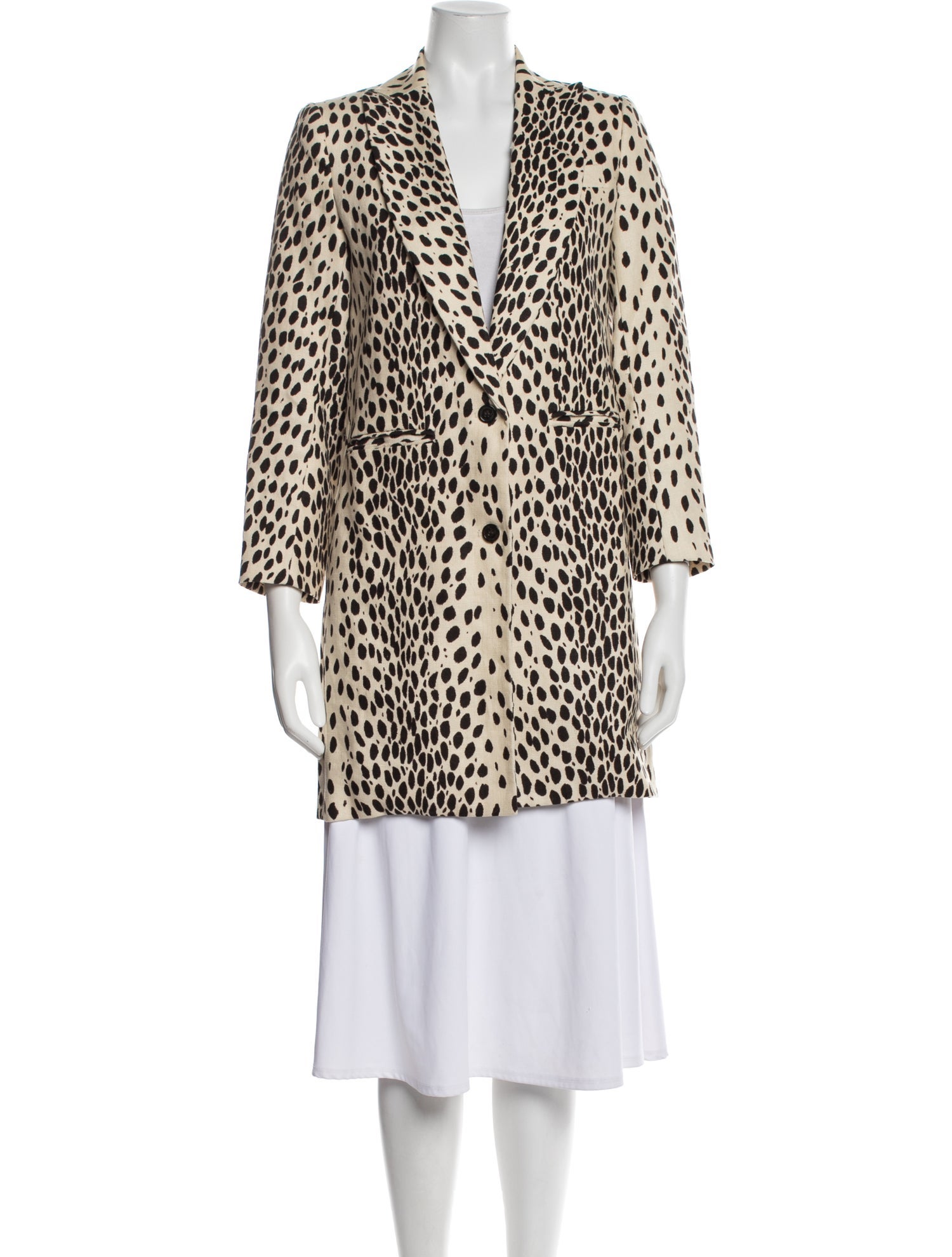 Emerson Fry Linen Animal Print Faux Fur Coat