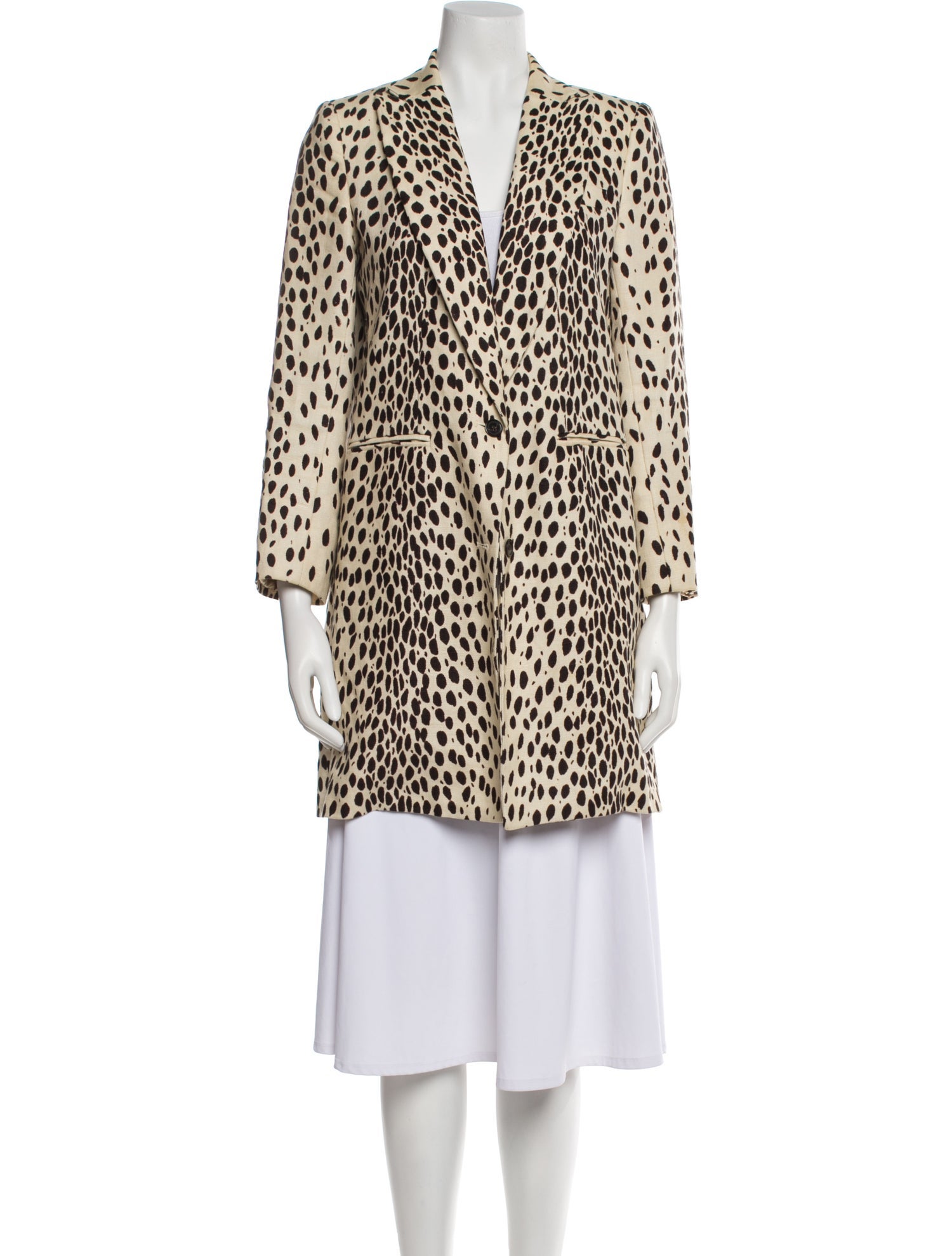 Emerson Fry Linen Animal Print Faux Fur Coat