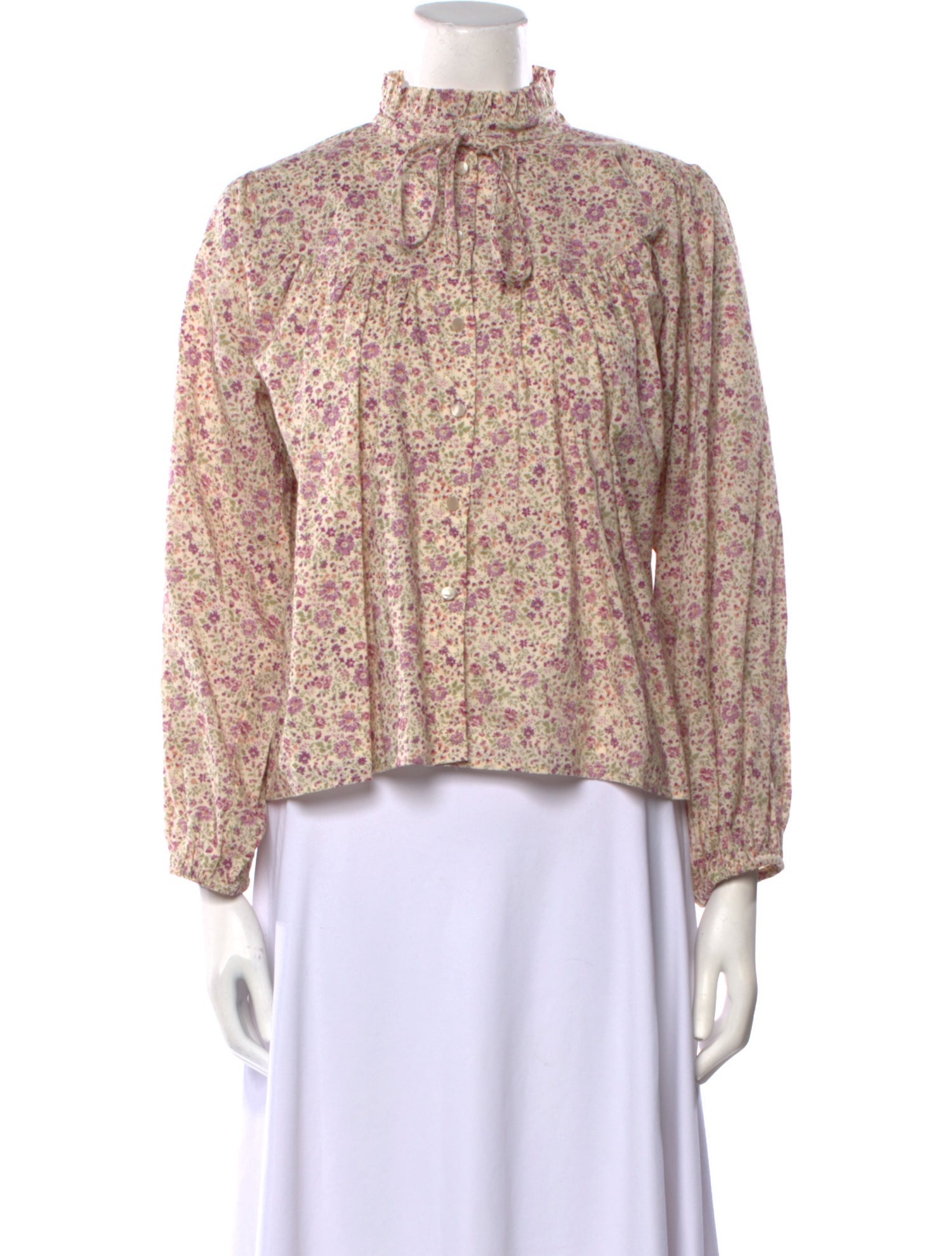 Emerson Fry Floral Print Mock Neck Blouse